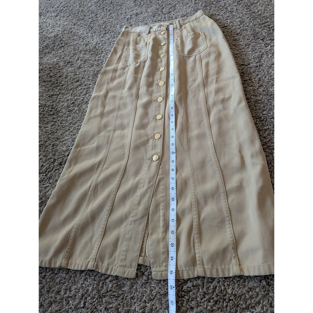 Michael Kors Womens Skirt Khaki Maxi Button Military Safari Size 10 27